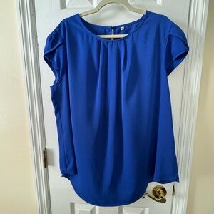 Relaxed Blue Flutter Sleeve Blouse